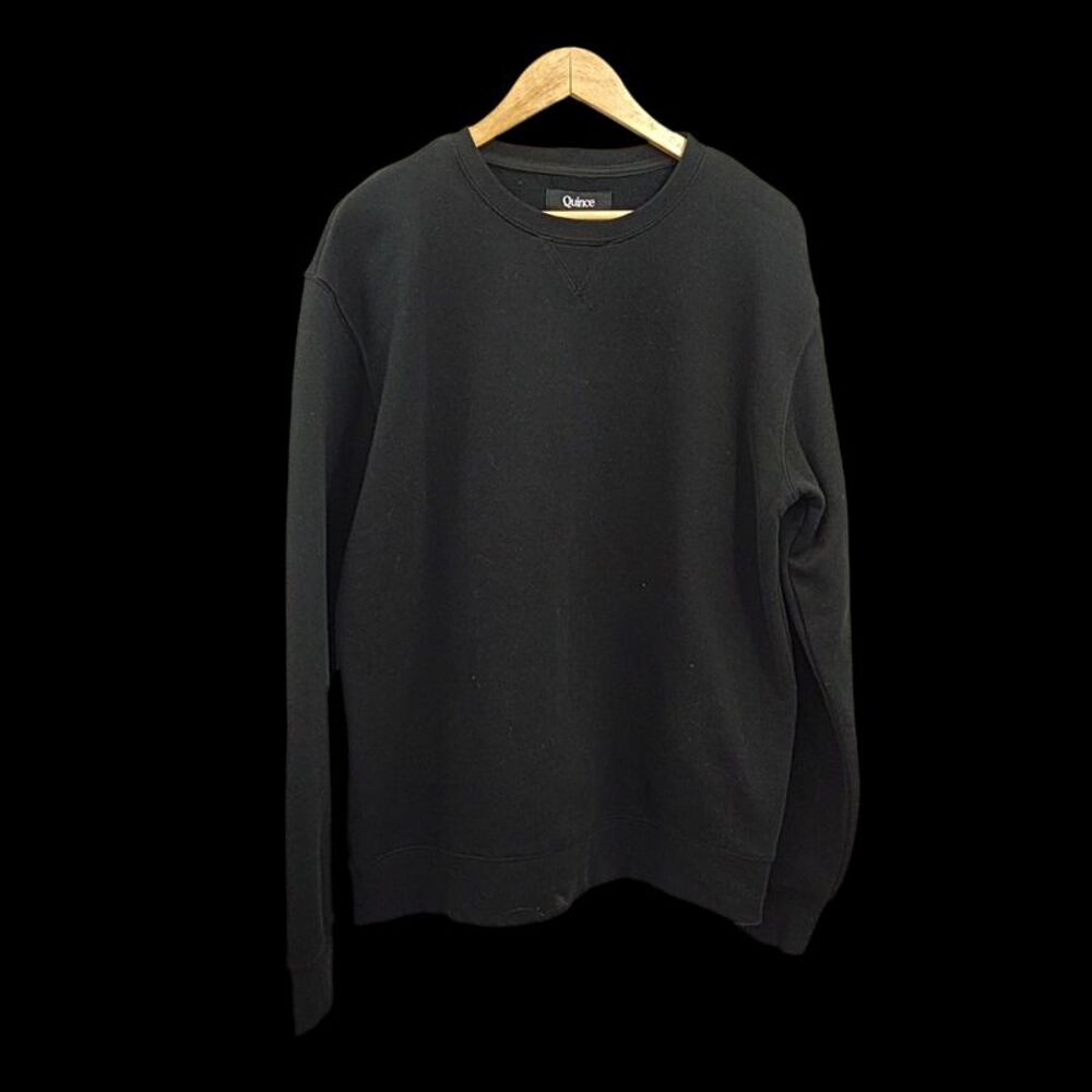Quince Men Organic Midweight French Terry Crewneck Black L